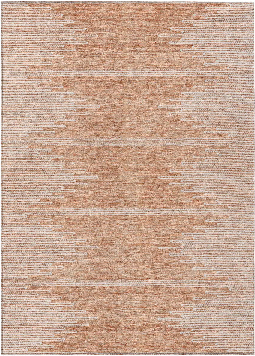 Salmon And Ivory Abstract Washable Indoor Outdoor Area Rug Photo 2