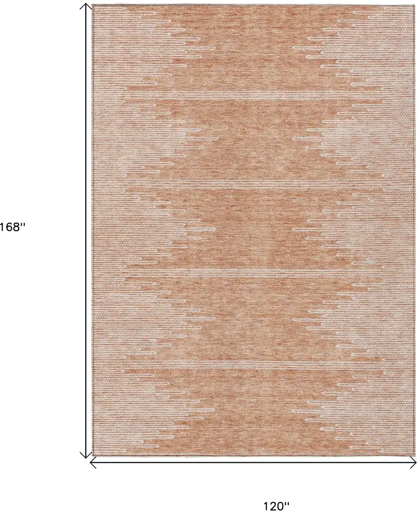 Salmon And Ivory Abstract Washable Indoor Outdoor Area Rug Photo 3