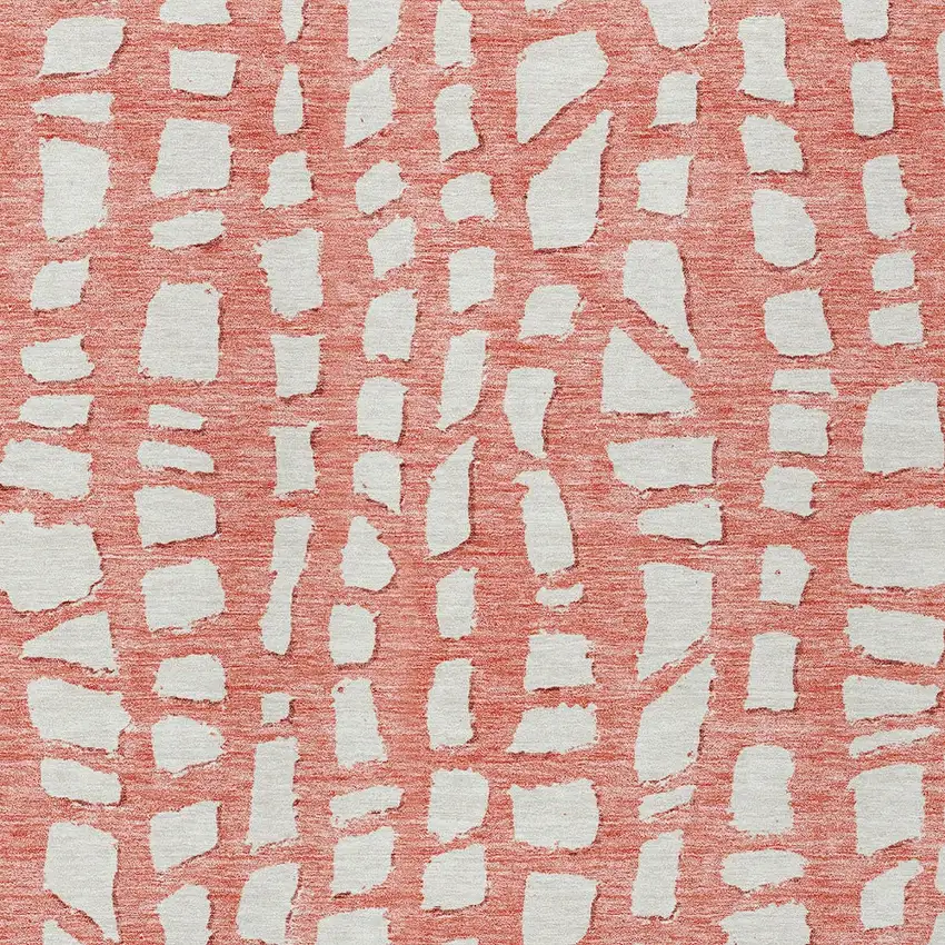 Salmon And Ivory Abstract Washable Indoor Outdoor Area Rug Photo 5