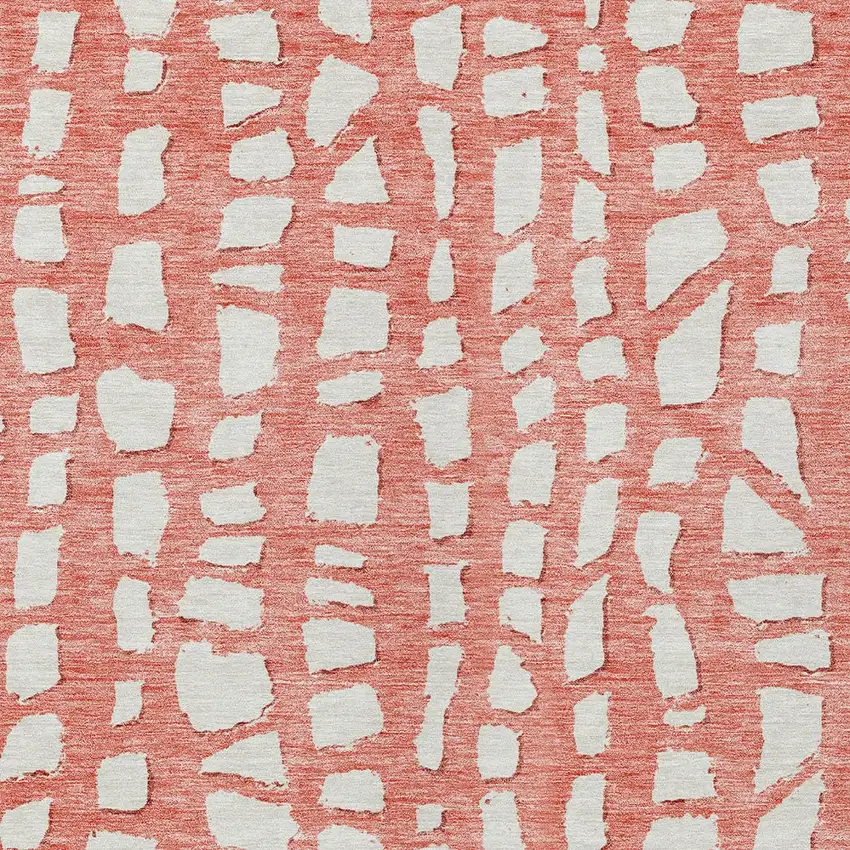 Salmon And Ivory Abstract Washable Indoor Outdoor Area Rug Photo 5