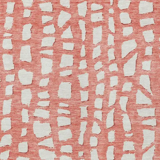 Salmon And Ivory Abstract Washable Indoor Outdoor Area Rug Photo 5