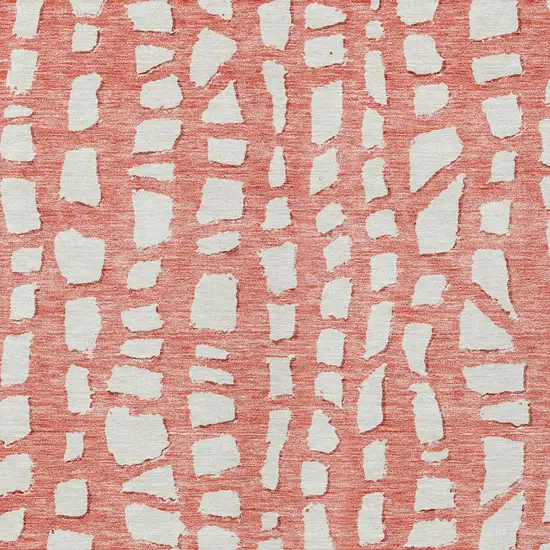 Salmon And Ivory Abstract Washable Indoor Outdoor Area Rug Photo 5