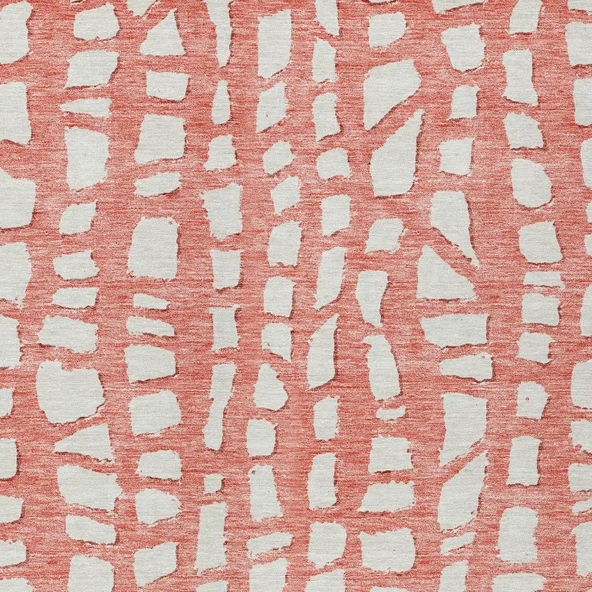 Salmon And Ivory Abstract Washable Indoor Outdoor Area Rug Photo 5