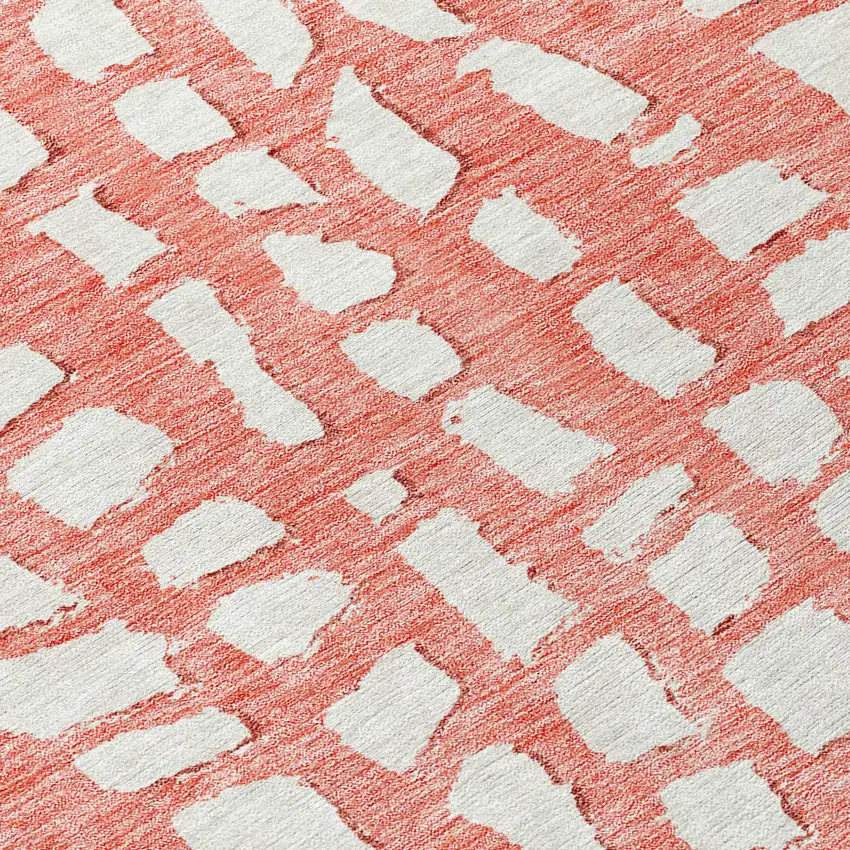 Salmon And Ivory Abstract Washable Indoor Outdoor Area Rug Photo 4