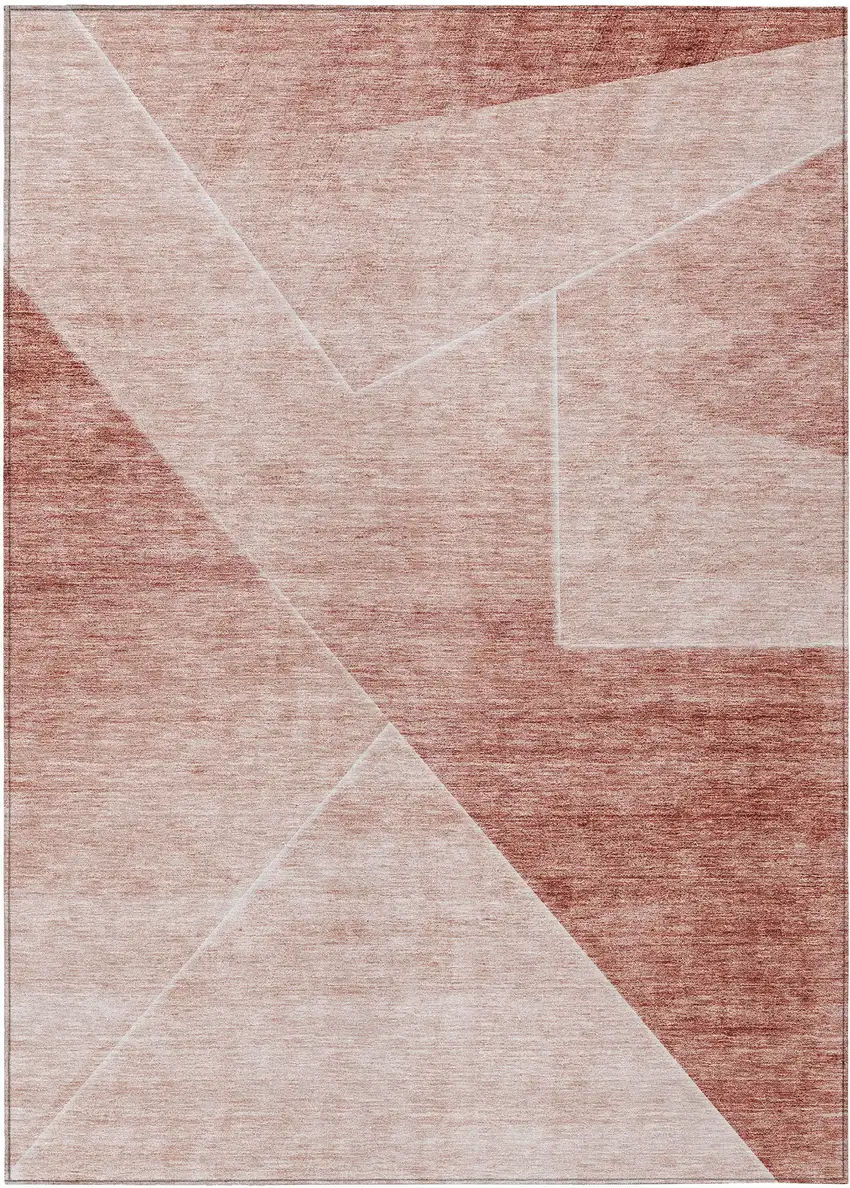 Salmon And Ivory Abstract Washable Indoor Outdoor Area Rug Photo 2