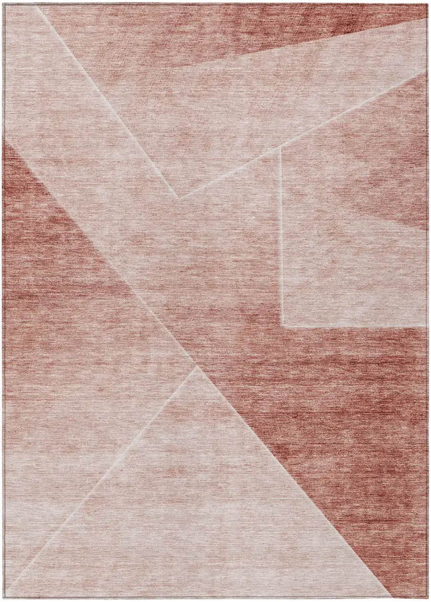 Salmon And Ivory Abstract Washable Indoor Outdoor Area Rug Photo 2