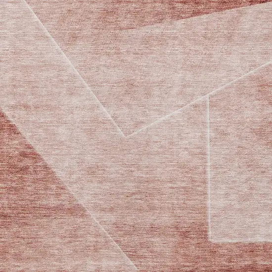 Salmon And Ivory Abstract Washable Indoor Outdoor Area Rug Photo 5