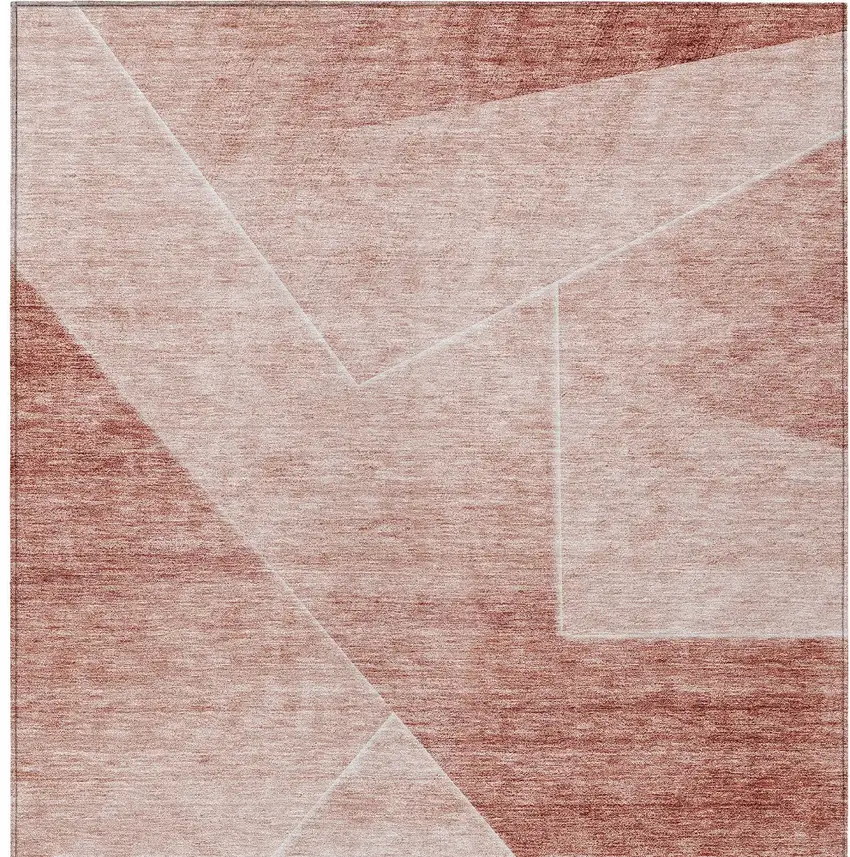 Salmon And Ivory Abstract Washable Indoor Outdoor Area Rug Photo 6