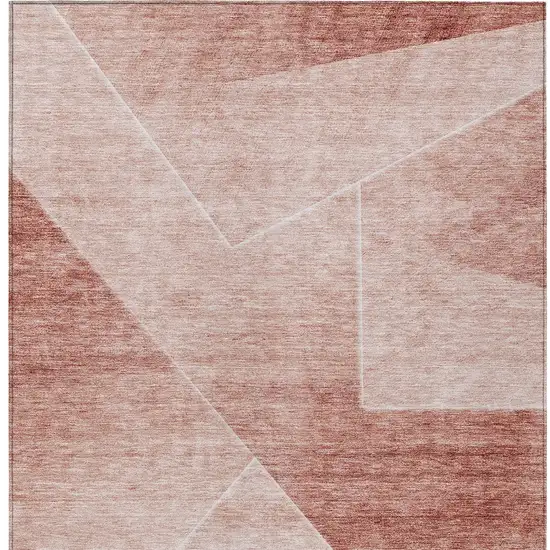 Salmon And Ivory Abstract Washable Indoor Outdoor Area Rug Photo 7