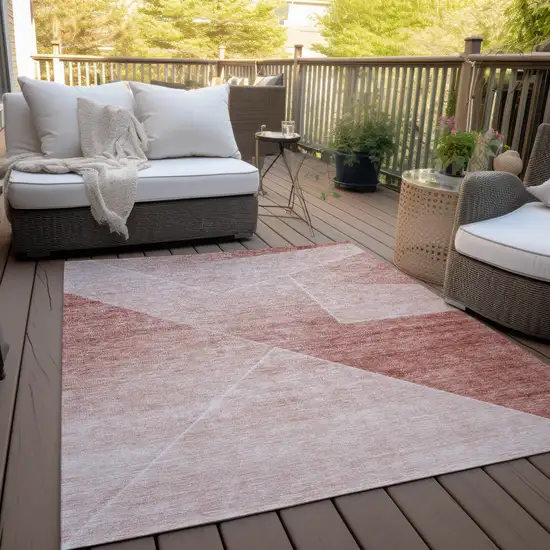 Salmon And Ivory Abstract Washable Indoor Outdoor Area Rug Photo 8