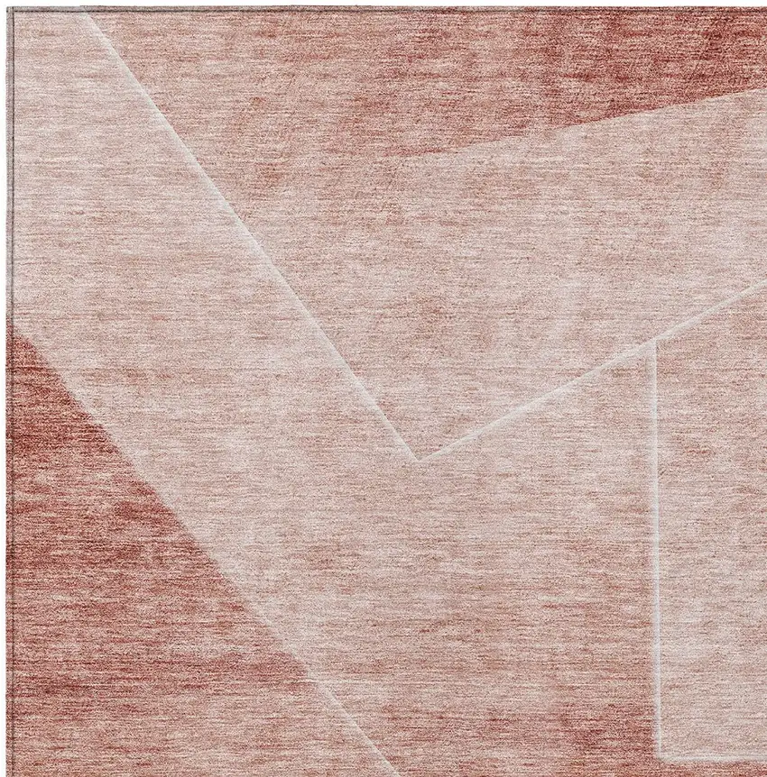 Salmon And Ivory Abstract Washable Indoor Outdoor Area Rug Photo 6