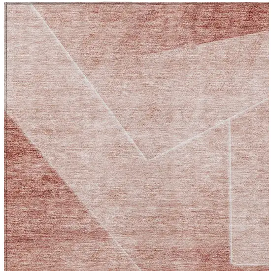 Salmon And Ivory Abstract Washable Indoor Outdoor Area Rug Photo 6