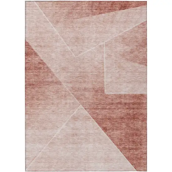 Salmon And Ivory Abstract Washable Indoor Outdoor Area Rug Photo 2