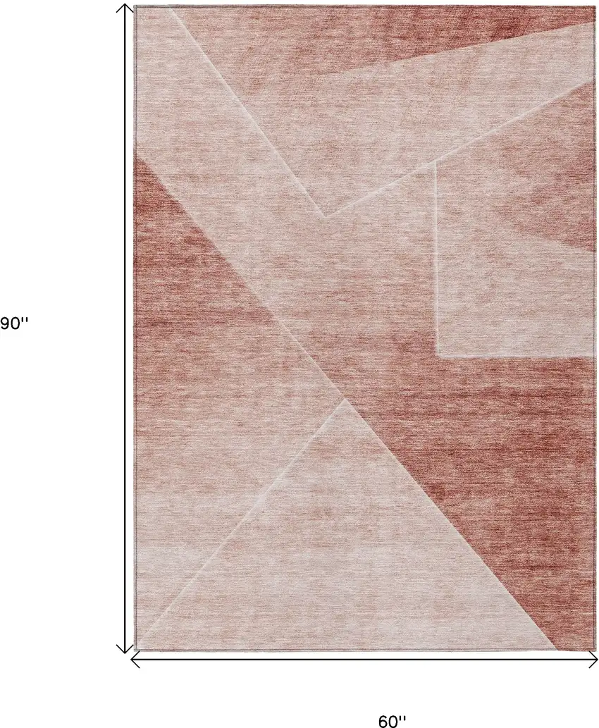 Salmon And Ivory Abstract Washable Indoor Outdoor Area Rug Photo 3