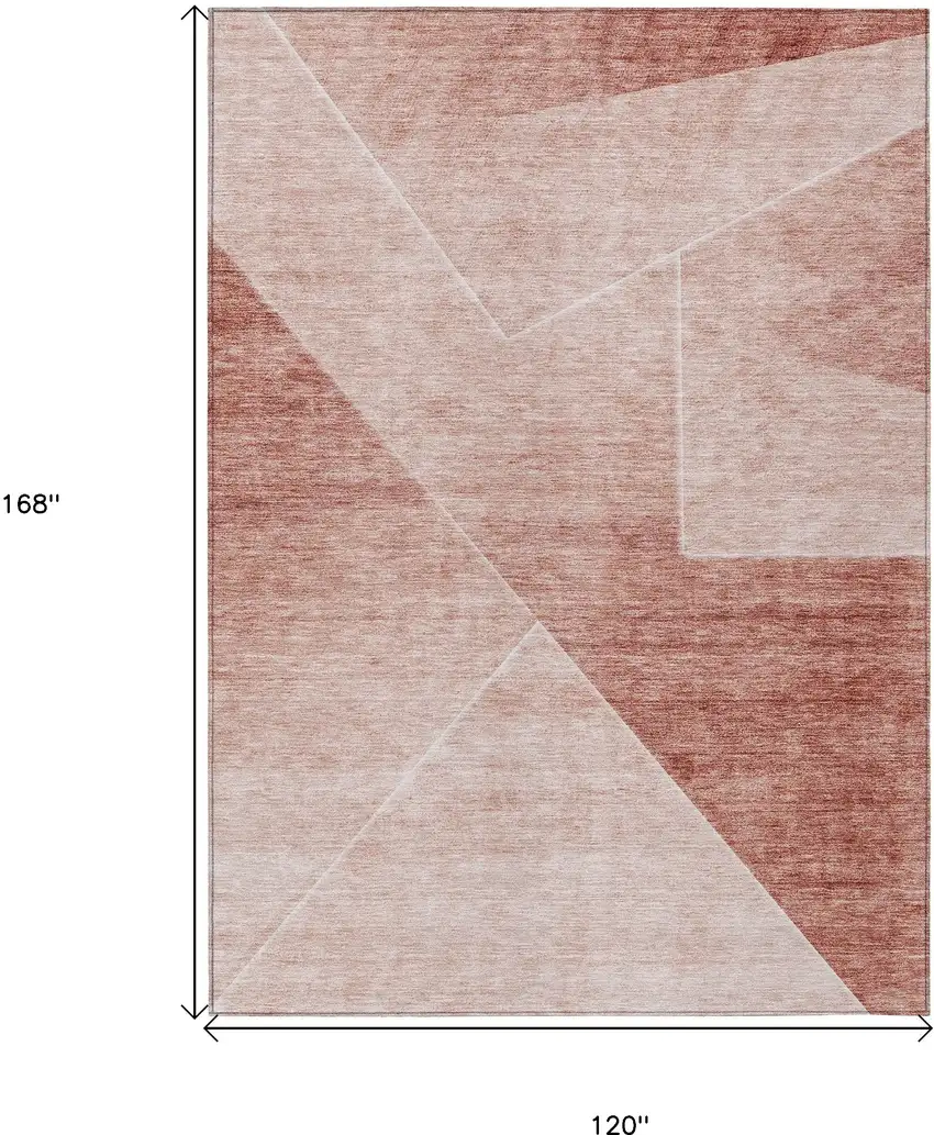 Salmon And Ivory Abstract Washable Indoor Outdoor Area Rug Photo 3