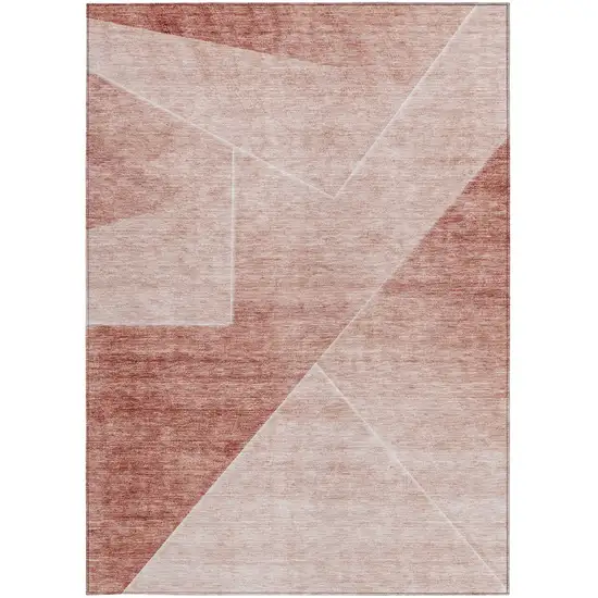 Salmon And Ivory Abstract Washable Indoor Outdoor Area Rug Photo 7