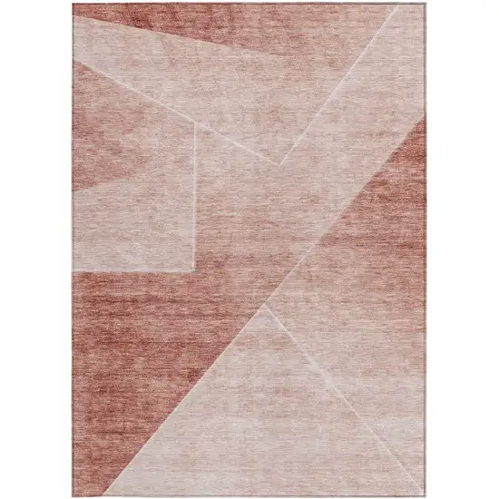Salmon And Ivory Abstract Washable Indoor Outdoor Area Rug Photo 7