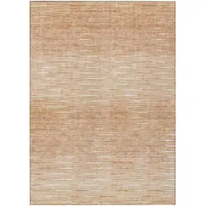 Photo of Salmon And Ivory Abstract Washable Indoor Outdoor Area Rug
