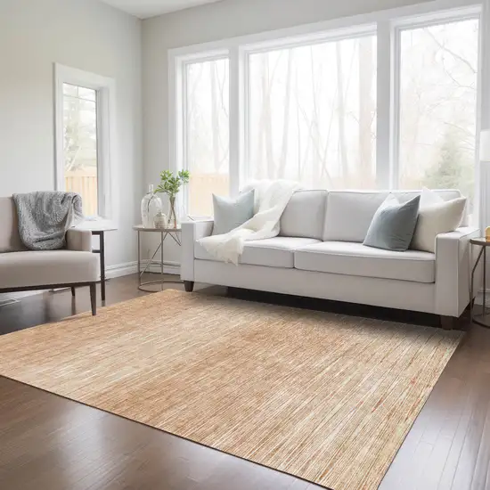 Salmon And Ivory Abstract Washable Indoor Outdoor Area Rug Photo 9