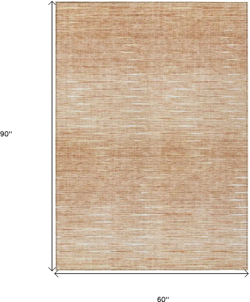 Salmon And Ivory Abstract Washable Indoor Outdoor Area Rug Photo 3