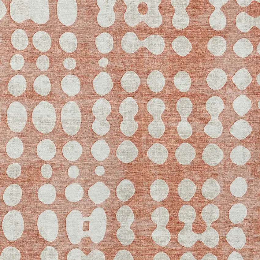 Salmon And Ivory Abstract Washable Indoor Outdoor Area Rug Photo 7