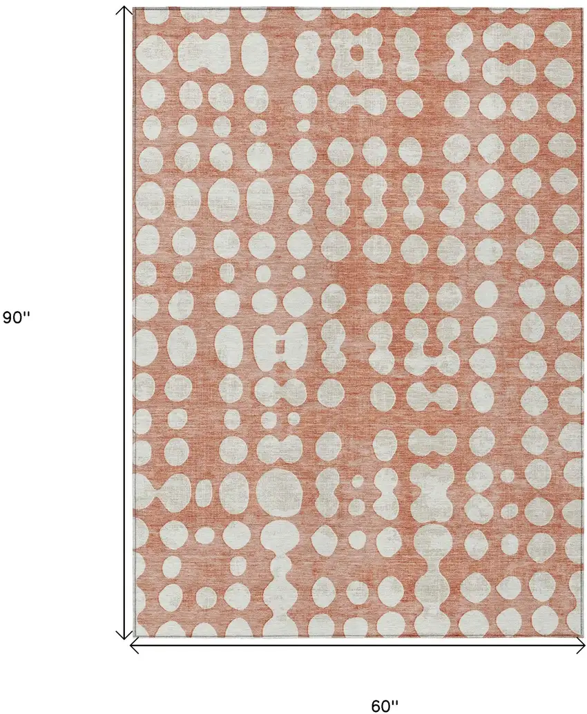 Salmon And Ivory Abstract Washable Indoor Outdoor Area Rug Photo 3