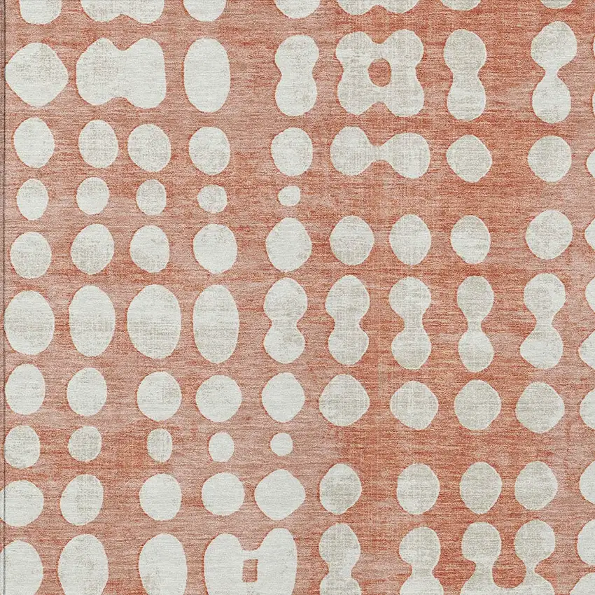 Salmon And Ivory Abstract Washable Indoor Outdoor Area Rug Photo 7