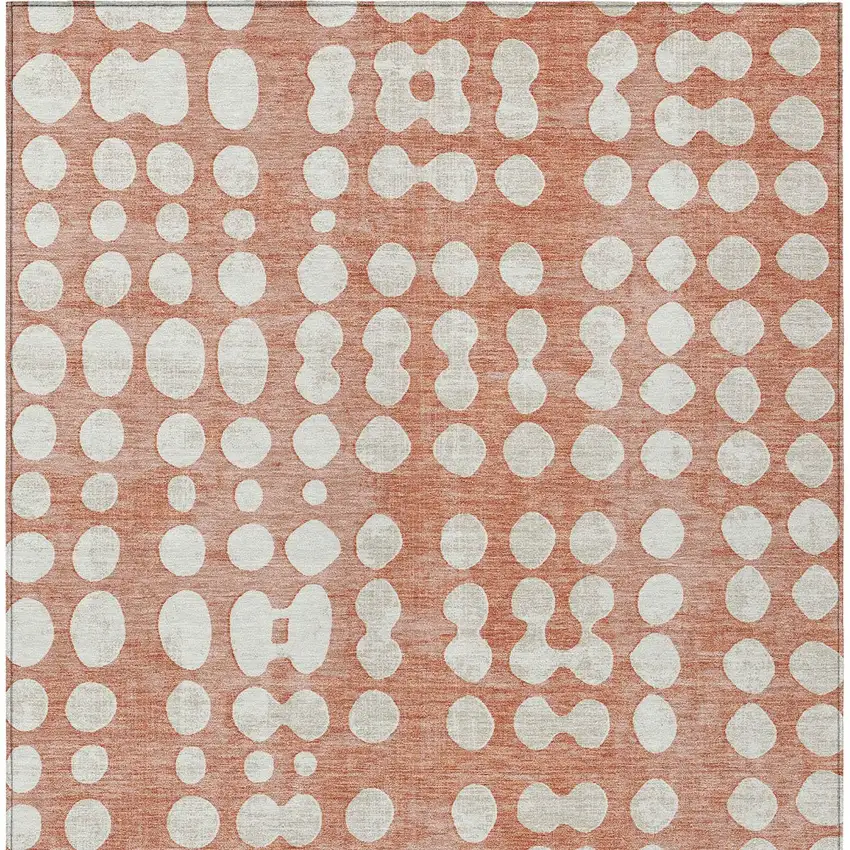 Salmon And Ivory Abstract Washable Indoor Outdoor Area Rug Photo 8