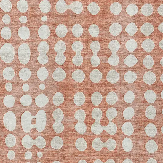 Salmon And Ivory Abstract Washable Indoor Outdoor Area Rug Photo 7