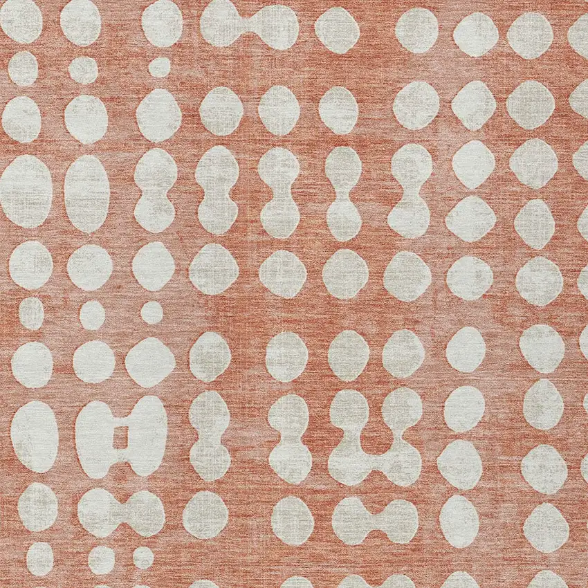 Salmon And Ivory Abstract Washable Indoor Outdoor Area Rug Photo 7