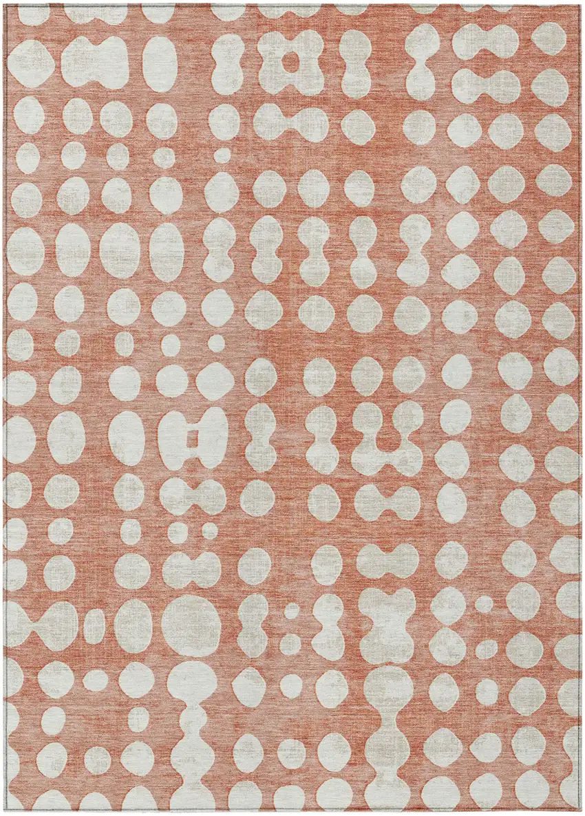 Salmon And Ivory Abstract Washable Indoor Outdoor Area Rug Photo 2