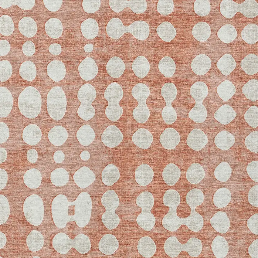 Salmon And Ivory Abstract Washable Indoor Outdoor Area Rug Photo 7