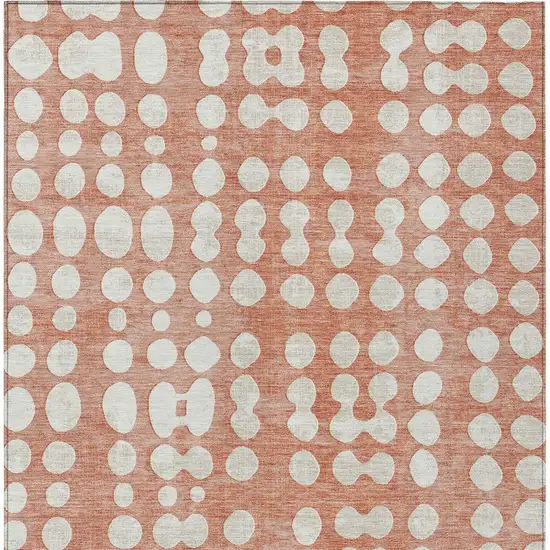 Salmon And Ivory Abstract Washable Indoor Outdoor Area Rug Photo 7