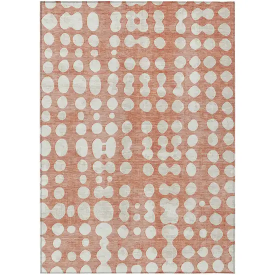 Salmon And Ivory Abstract Washable Indoor Outdoor Area Rug Photo 2