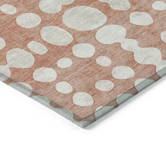 Salmon And Ivory Abstract Washable Indoor Outdoor Area Rug Photo 5