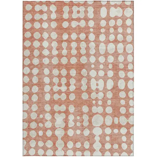 Salmon And Ivory Abstract Washable Indoor Outdoor Area Rug Photo 8
