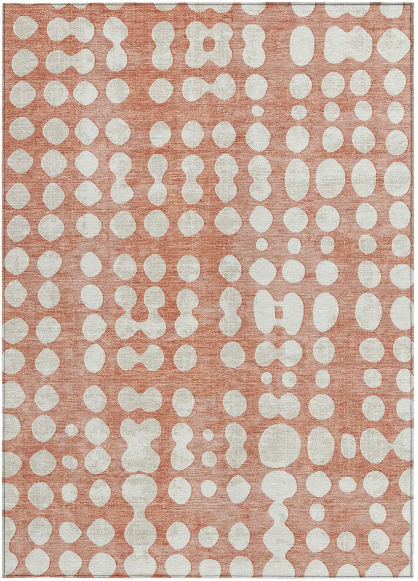 Salmon And Ivory Abstract Washable Indoor Outdoor Area Rug Photo 8