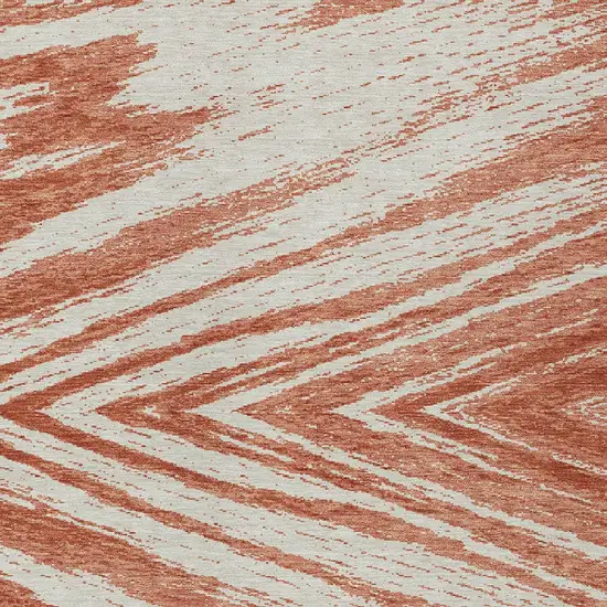 Salmon And Ivory Abstract Washable Indoor Outdoor Area Rug Photo 6