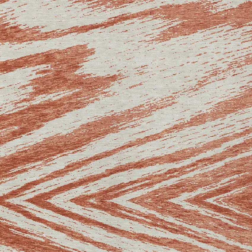 Salmon And Ivory Abstract Washable Indoor Outdoor Area Rug Photo 6