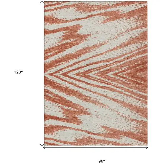 Salmon And Ivory Abstract Washable Indoor Outdoor Area Rug Photo 3