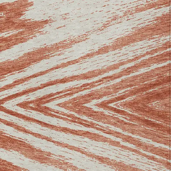 Salmon And Ivory Abstract Washable Indoor Outdoor Area Rug Photo 6