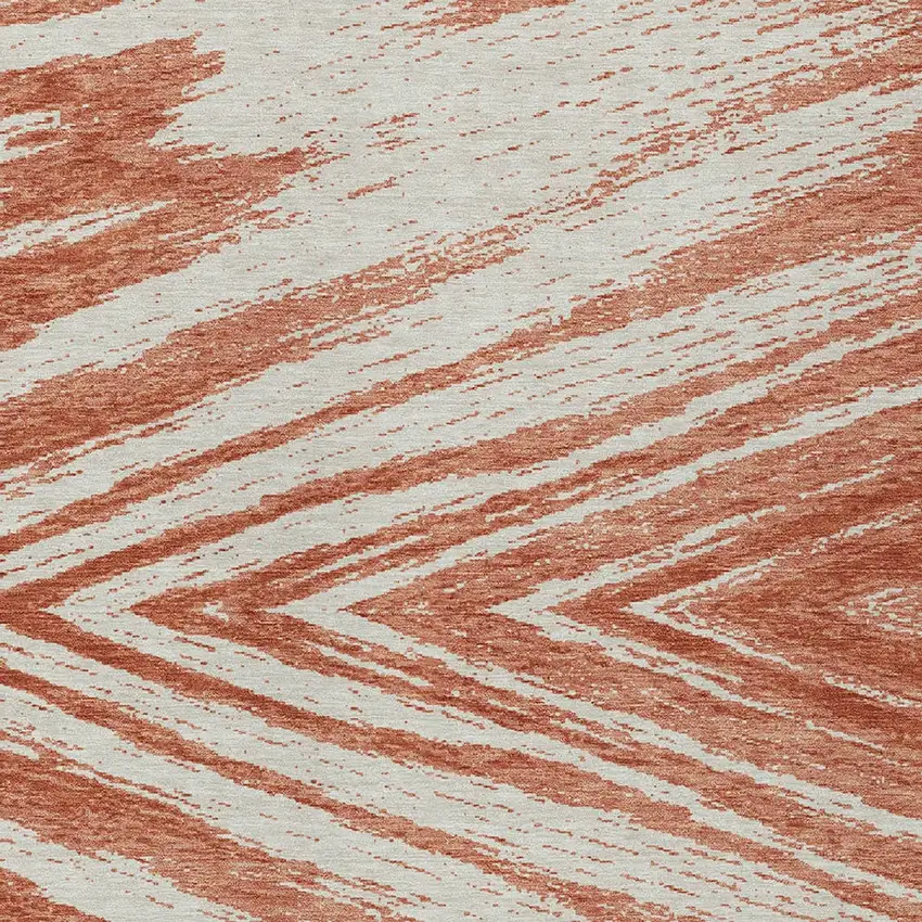 Salmon And Ivory Abstract Washable Indoor Outdoor Area Rug Photo 6