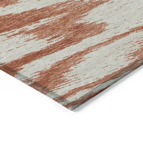 Salmon And Ivory Abstract Washable Indoor Outdoor Area Rug Photo 5
