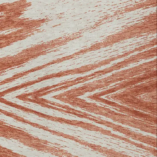 Salmon And Ivory Abstract Washable Indoor Outdoor Area Rug Photo 6