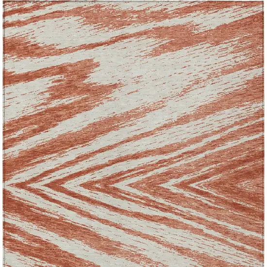 Salmon And Ivory Abstract Washable Indoor Outdoor Area Rug Photo 7