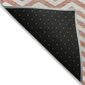 Photo of Salmon And Ivory Chevron Washable Indoor Outdoor Area Rug