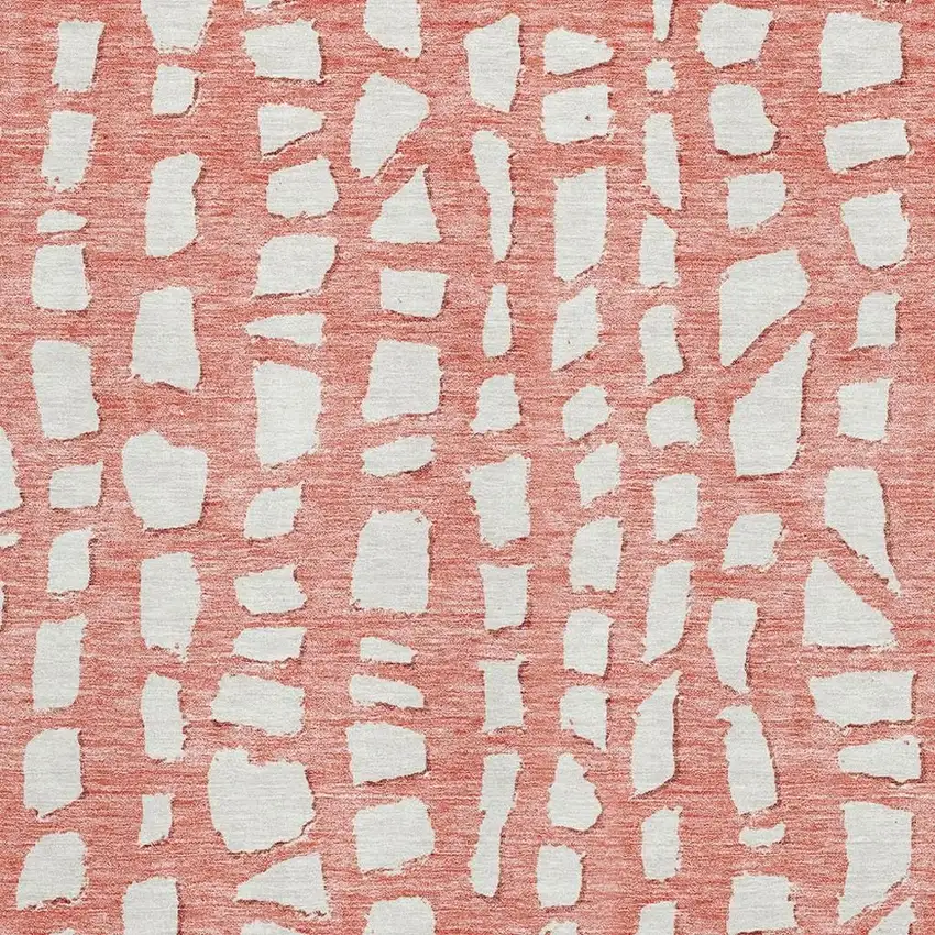 Salmon And Ivory Cobblestone Washable Area Rug With UV Protection Photo 3