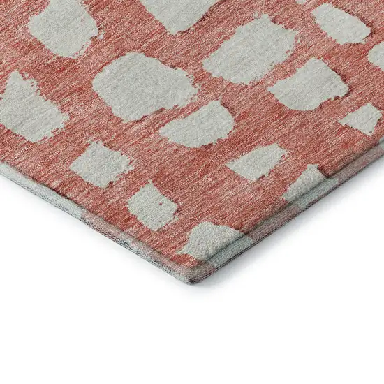 Salmon And Ivory Cobblestone Washable Area Rug With UV Protection Photo 8