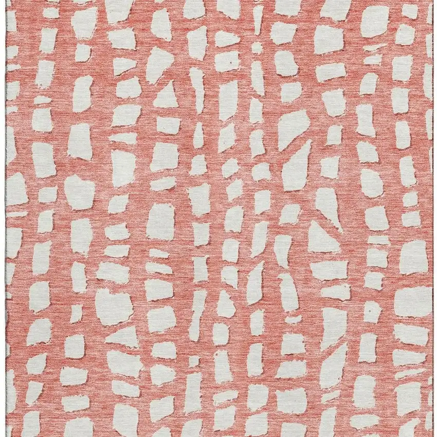 Salmon And Ivory Cobblestone Washable Area Rug With UV Protection Photo 4