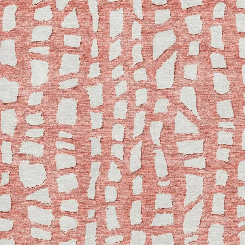 Salmon And Ivory Cobblestone Washable Area Rug With UV Protection Photo 3